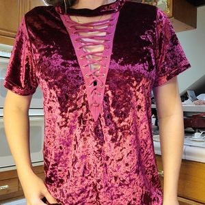 Boutique size small velvet lace up